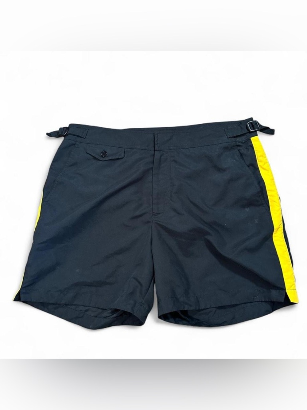Ralph Lauren Purple Label Men’s Blk Yellow 5-Inch Mayfair Swim Trunk 32”